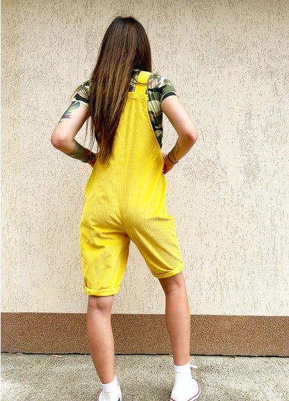 YAYS PRIMO Shorts: Corduroy Cotton Unisex Dungaree - Sunburst Yellow