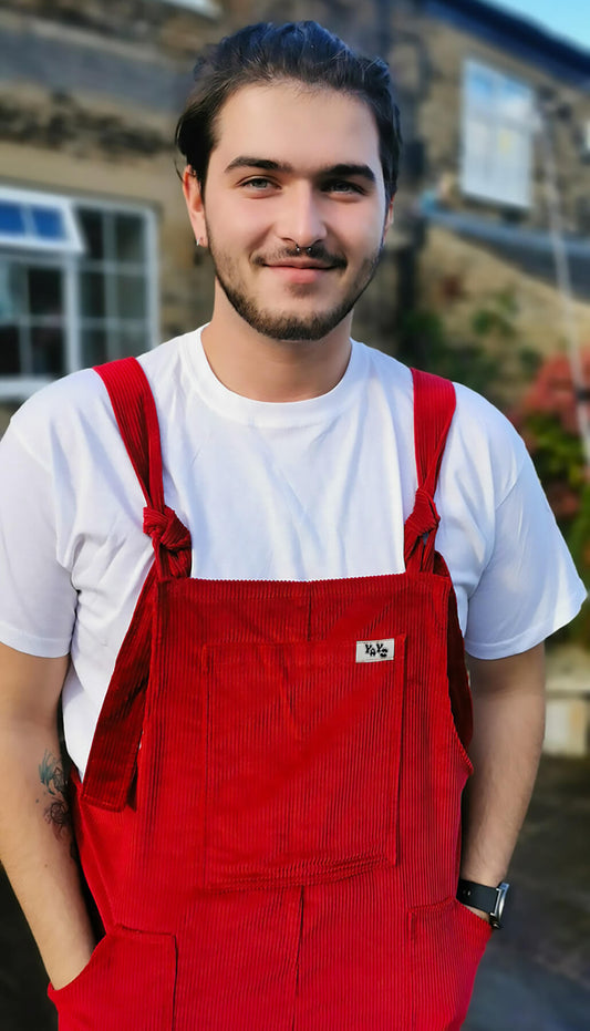 YAYS PRIMO: Corduroy Cotton Unisex Dungaree - Scarlet Red