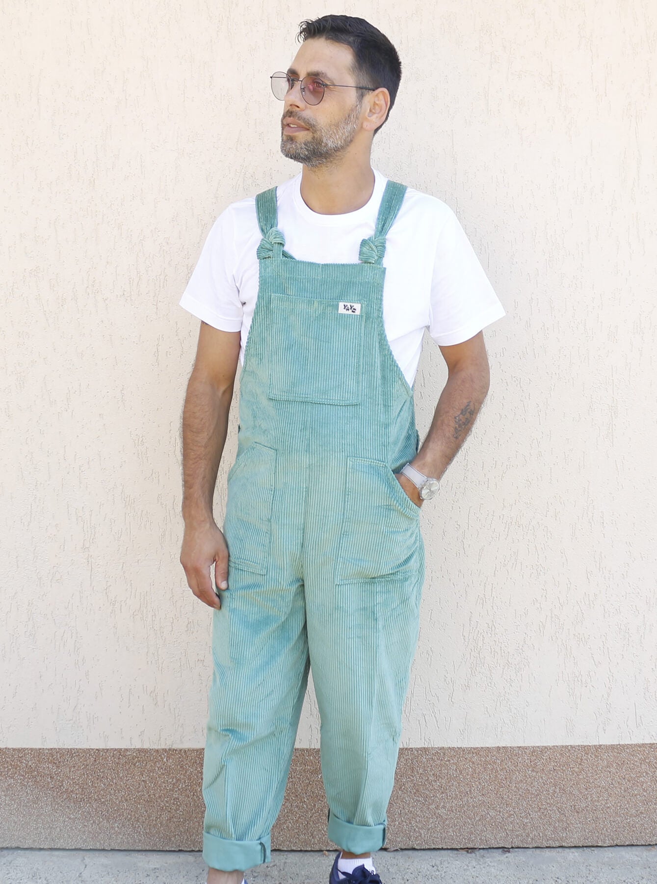 male model posing in YAYS PRIMO Jade Green, full front view