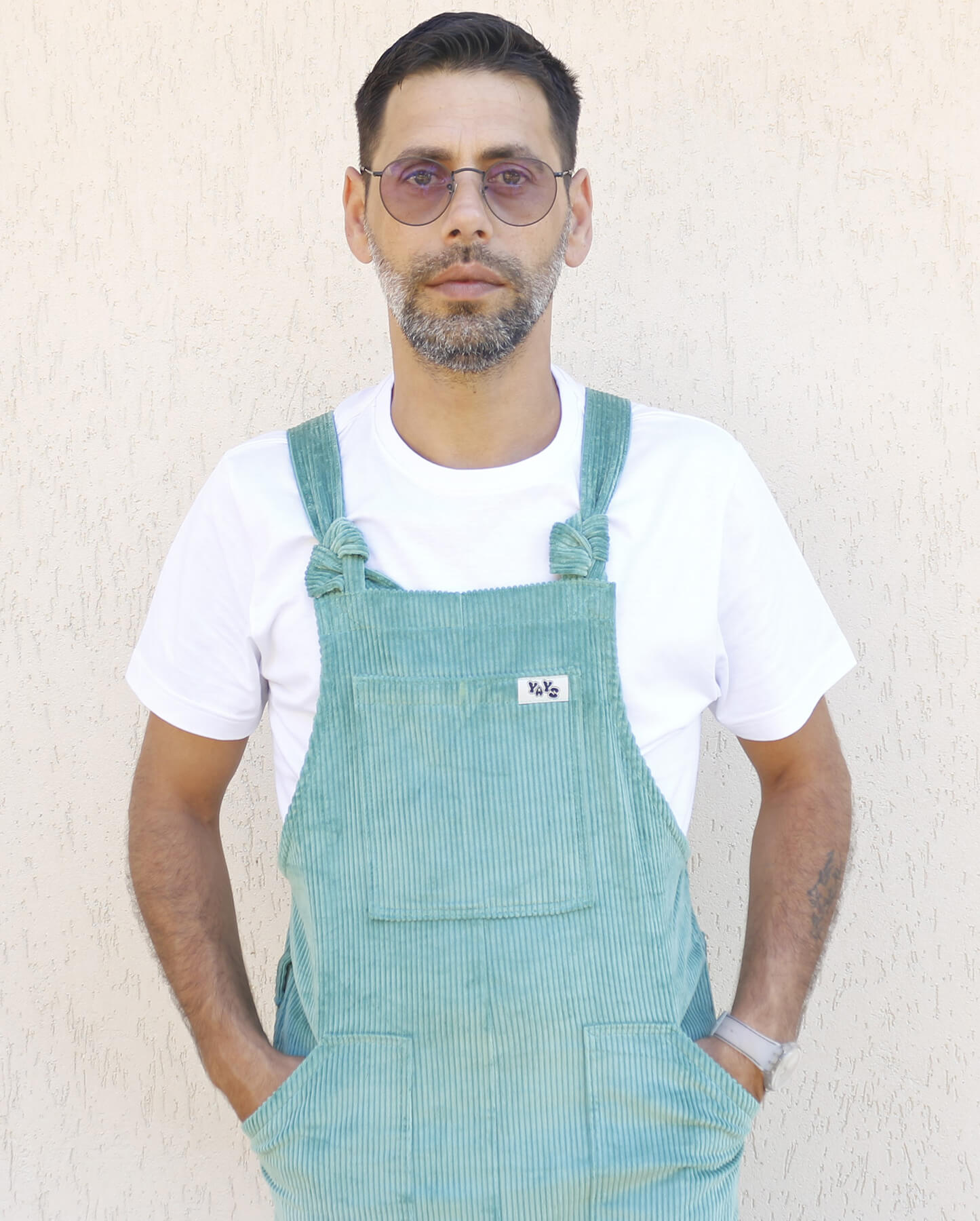 male model posing in YAYS PRIMO Jade Green, front view, close-up