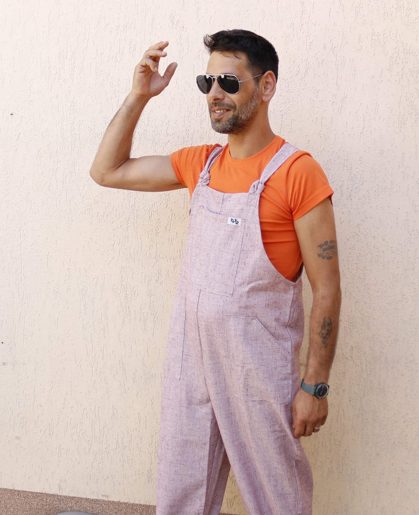 YAYS Linen Unisex Dungaree in Sand Pink