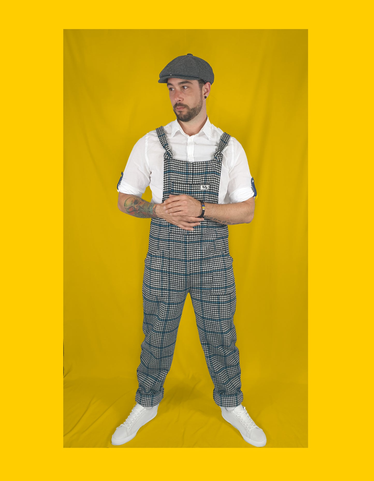 YAYS Special: Salopetă din Lână de Bumbac Unisex - Blue Checker