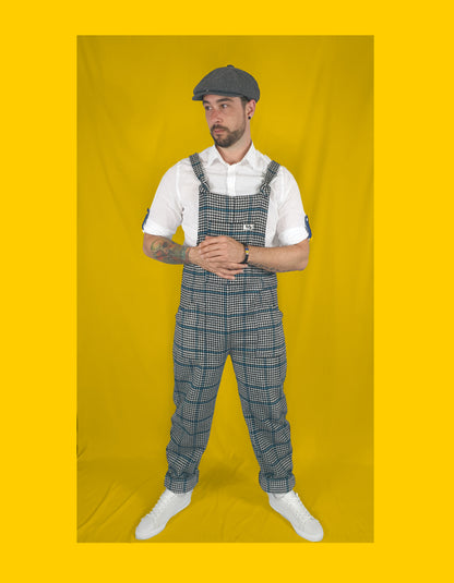 YAYS Special: Salopetă din Lână de Bumbac Unisex - Blue Checker