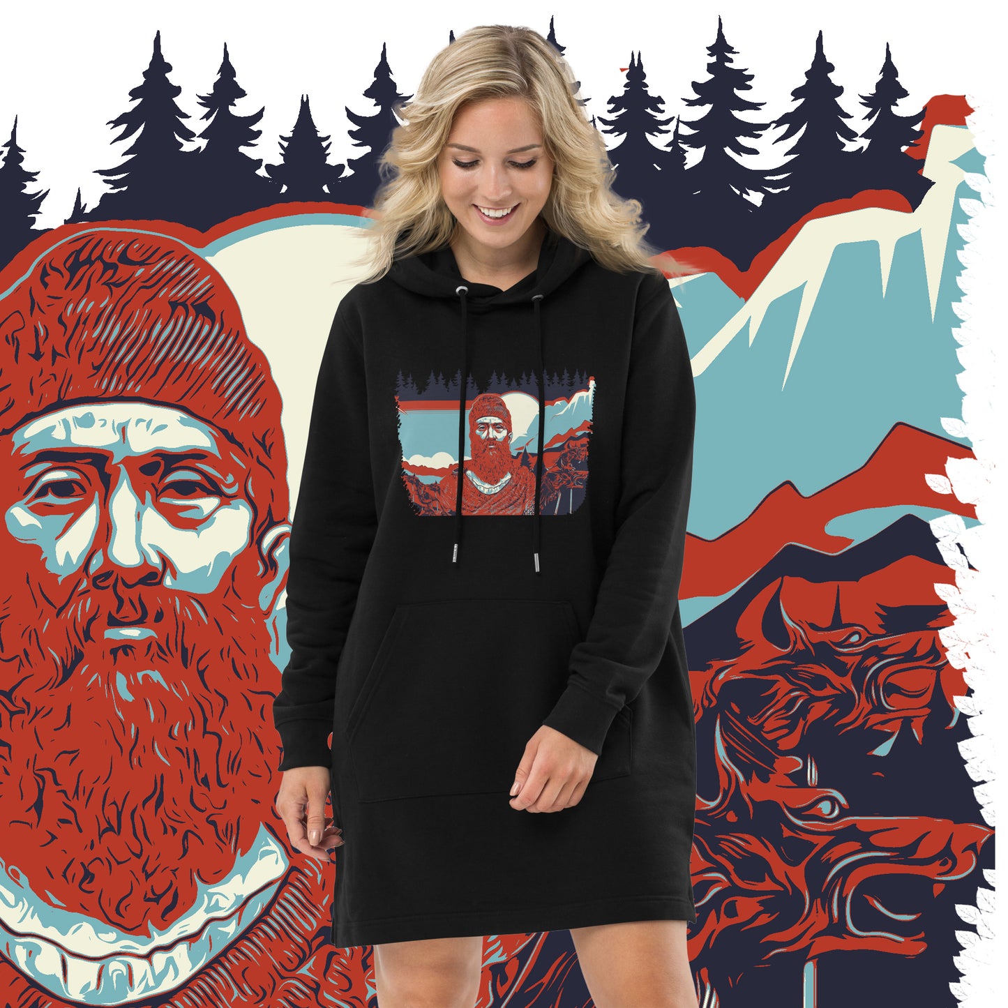 Organic Cotton Hoodie Dress - Decebal Pop Art